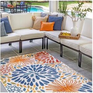 Modern Bohemian Floret Multi Doormat 2 ft. x 3 ft. Indoor/Outdoor Patio Rug